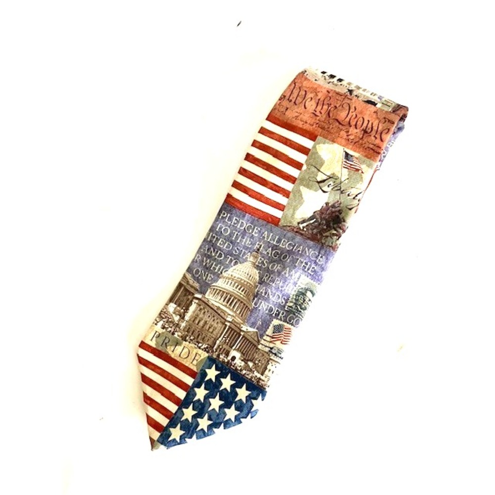 Eagle Wings Men's Necktie 100% Silk Americana USA Patriotic Pledge of Allegiance
